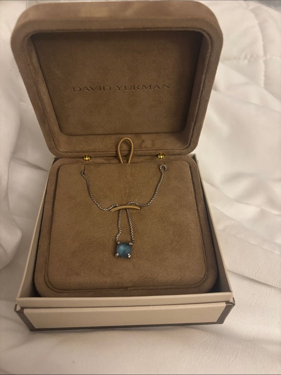David Yurman Jewelry - David Yurman Blue Topaz Pendant Necklace in Sterling Cable